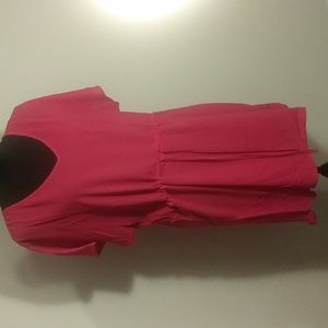 Nwt Pink dress Bluetime drawstring waist v neck short sleeves large